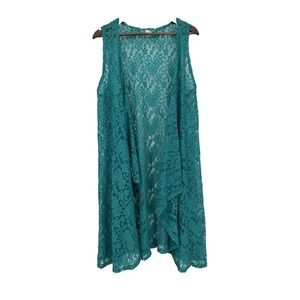 Turquoise Haven Lace Duster Kimono 2x western rodeo plus cowgirl coverup sheer